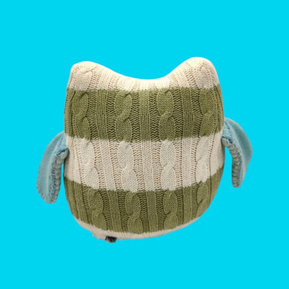 Pottery Barn Kids PBK Stuffed Toy Owl Weighted Cable Knit Plush Pillow Doorstop - Picture 7 of 13